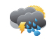 Patchy light rain with thunder